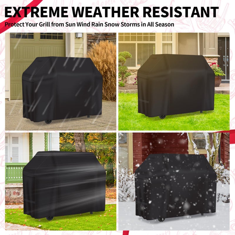 NEXCOVER 58 Inch Heavy Duty Waterproof BBQ Cover for Weber Genesis II, II LX & 300 Series Gas Grills, Weather & Fade Resistant, Black - Image 4